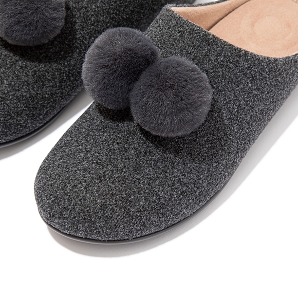 [BNIB] Fitflop Chrissie Pom Pom Felt Slippers Size 6 ⚫️⚫️ - Picture 4 of 13